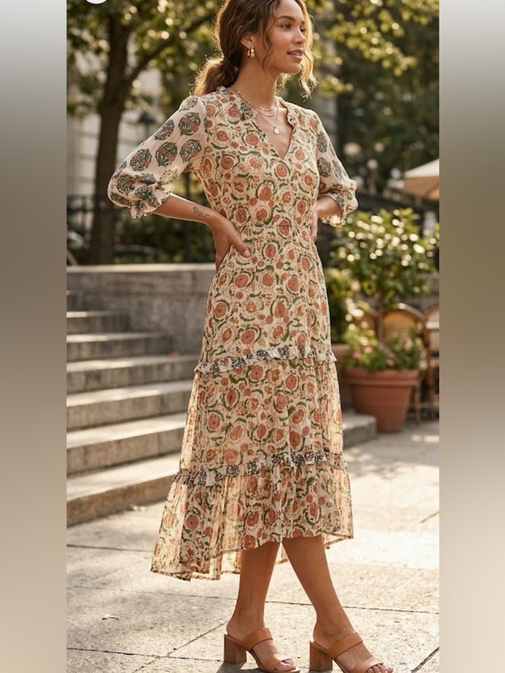 Zara the dominica printed midi cotton dress